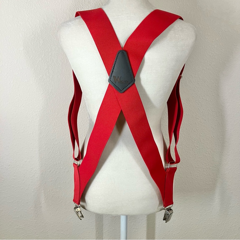 WELCH 2" X-Back Gator Clip Suspenders Red Loggers Construction Workwear‎